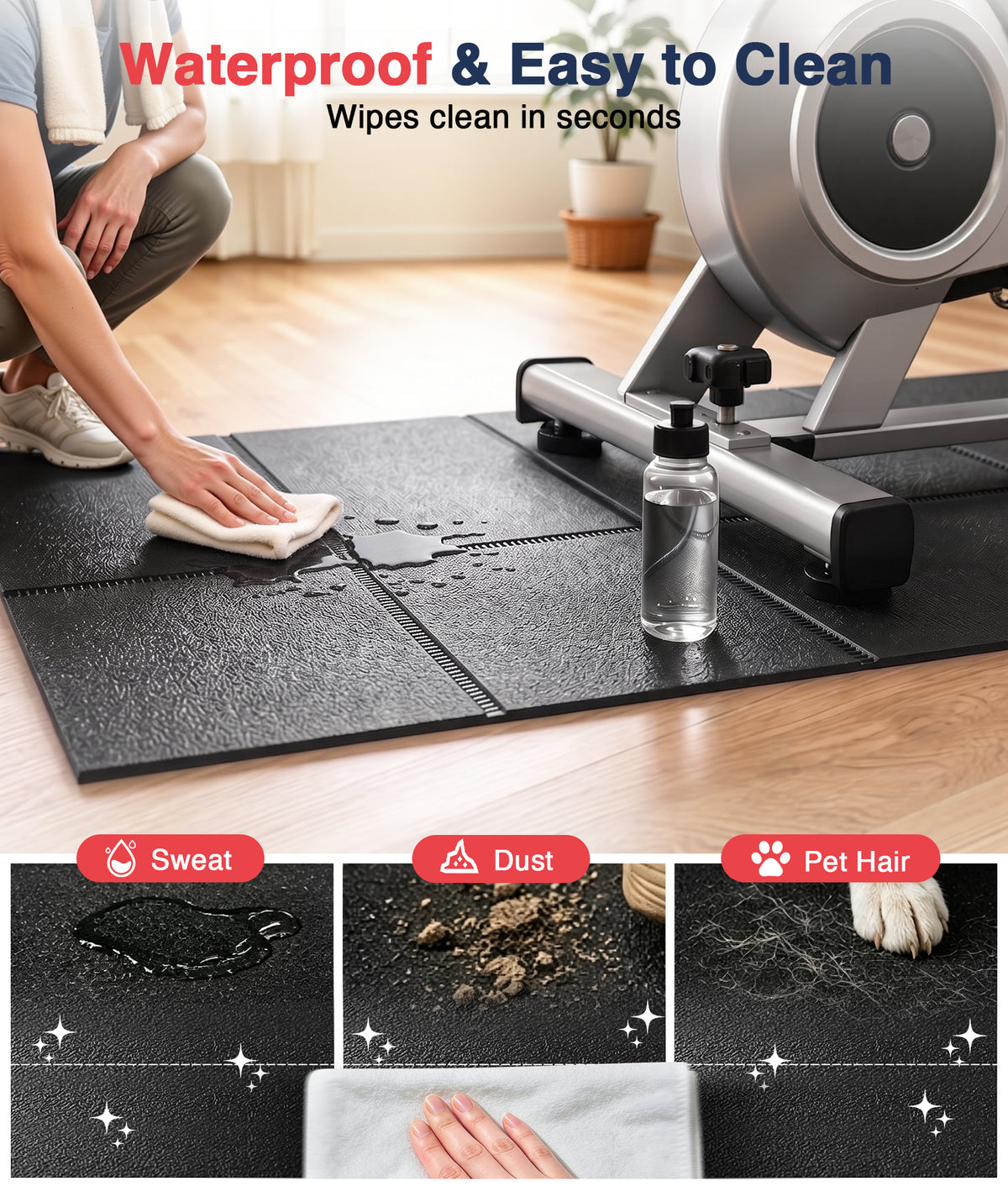 Redliro Treadmill Mat 68"L x 26.8"W x 0.2"Th