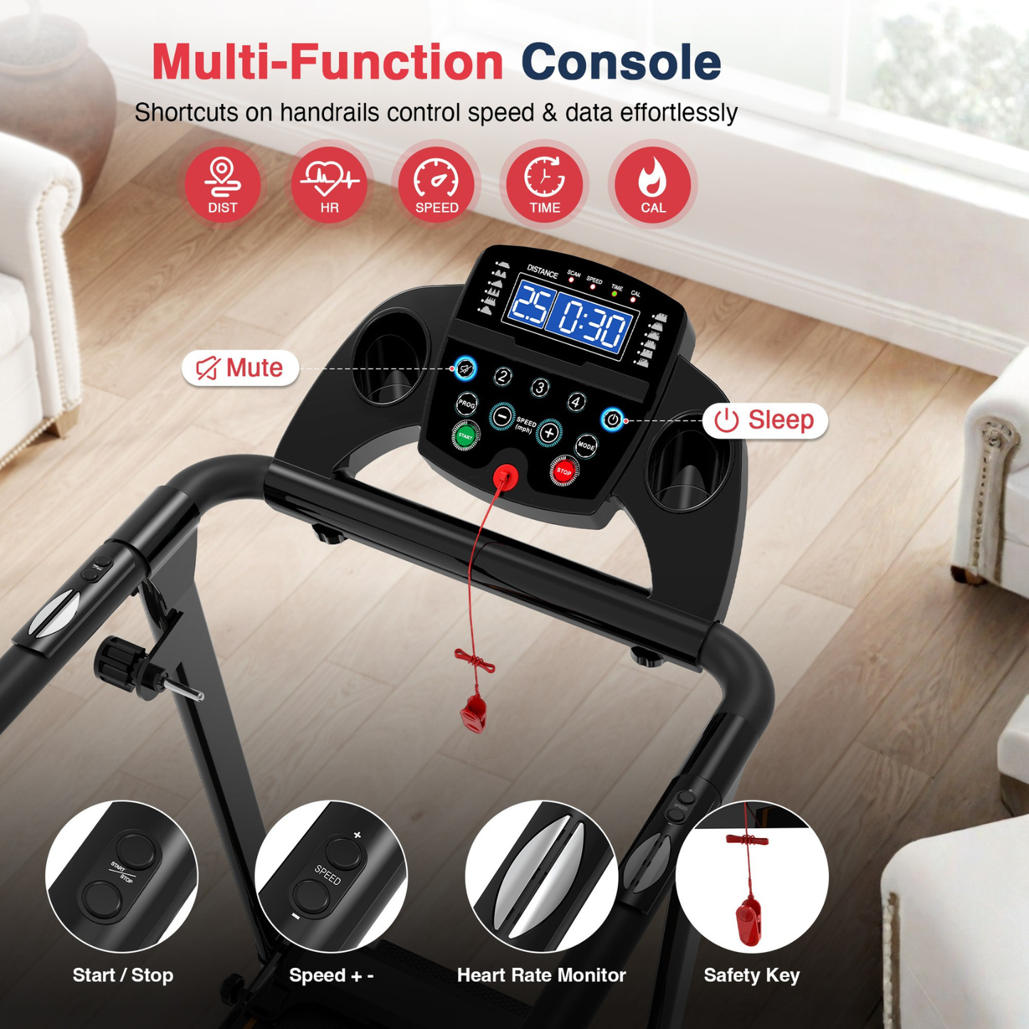 Treadmill with Ultra-Long Handrails #JK14F