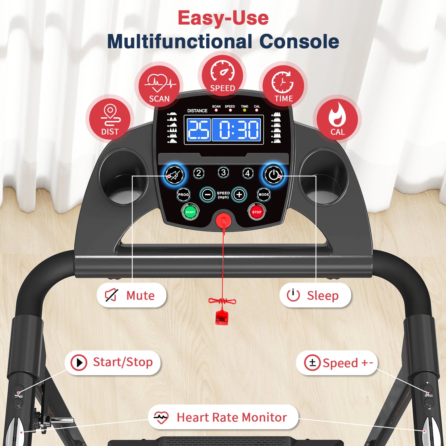 Treadmill with Ultra-Long Handrails #JK14F